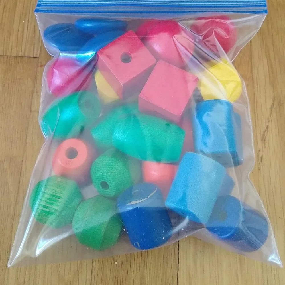 Wooden Colored Lacing Beads x 30 set 1